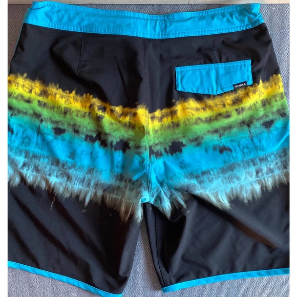 O'Neill Cruzers Mens swim short size 34 black turquoise yellow pockets swimtrunk - Picture 7 of 10